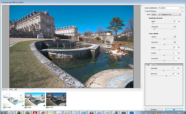 El menú HDR en Photoshop CS5