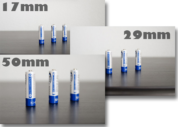 Fotografías para medir el enfoque: 17mm, 29mm y 50mm